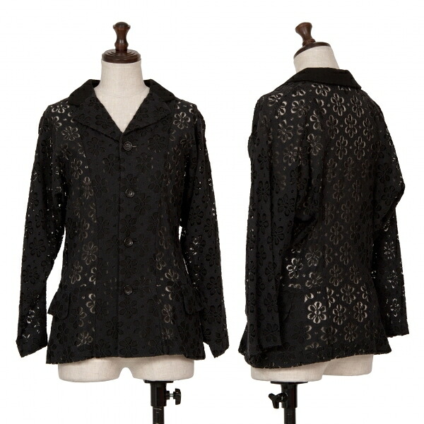 【中古】 コムデギャルソンCOMME des GARCONS変形ドルマンレースジャケット 黒M【レディース】｜PLAYFUL