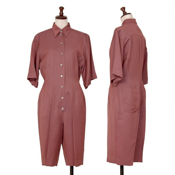 【中古】 ジャンポールゴルチエ ファムJean Paul GAULTIER FEMME ハーフレーヨンジャンプスーツシャツ サクラ色40【レディース】