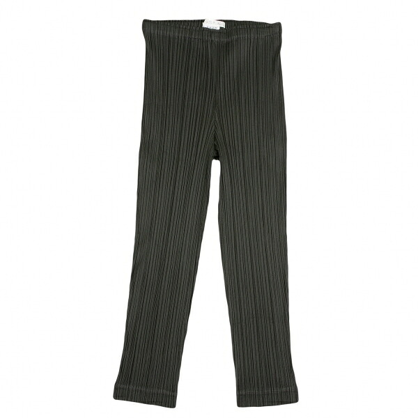 【中古】 プリーツプリーズPLEATS PLEASE サイドスリッドプリーツパンツ 深緑1【レディース】｜PLAYFUL