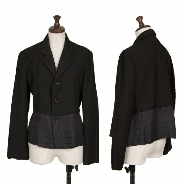 【中古】 トリココムデギャルソンtricot COMME des GARCONS製品染ウール裾シルク切替３Bジャケット 黒M【レディース】