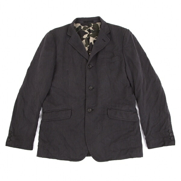 【中古】 コムデギャルソンオムCOMME des GARCONS HOMME 生産物染め裏地変装柄上衣 薄墨色 暗灰色S【メンズ】