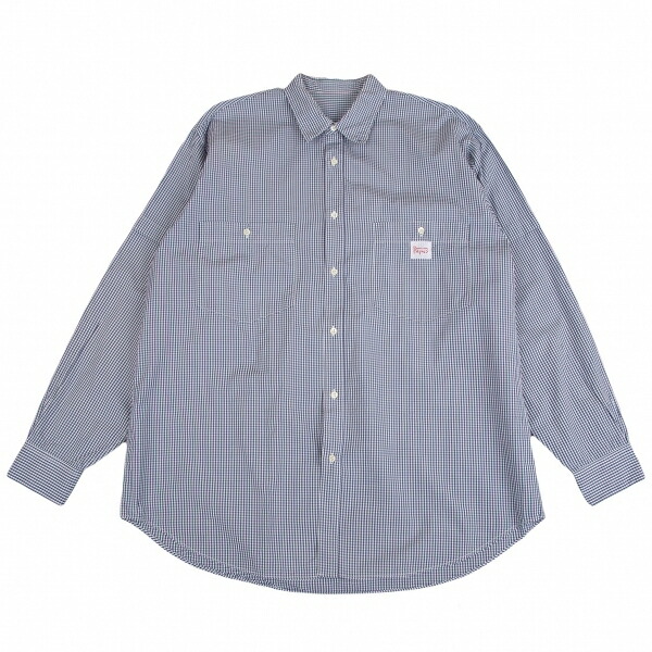 【送無】　010643　Papas　パパス　メンズ　コットンシャツ　ボタンダウン　茶系　総柄　48 M　綿100％　日本製　白クマ　ホッケー 中古 パパスPapas コットンストライプ袖切替ボタン