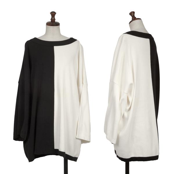 【中古】 イッセイミヤケISSEY MIYAKE ツートーンうつり変わりオフショルダースウェット 黒オフM【レディース】