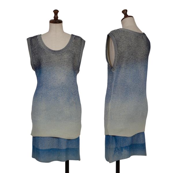 【中古】 イッセイミヤケISSEY MIYAKE グラデーションニットセットアップ 青M【レディース】