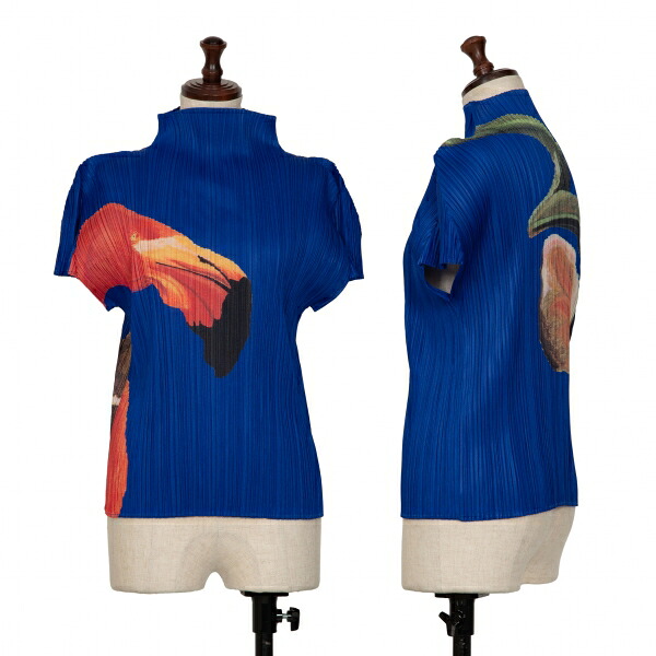 【中古】 プリーツプリーズPLEATS PLEASE アニマルプリントハイネックカットソー 青他3【レディース】｜PLAYFUL 57,395円