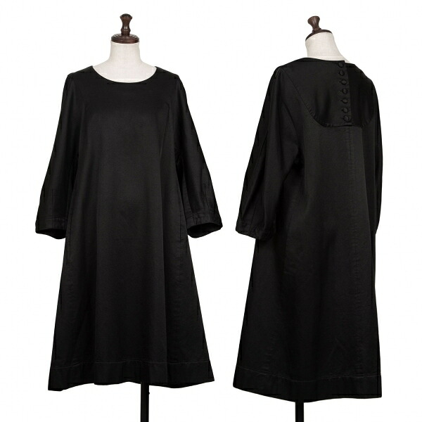 【中古】 トリココムデギャルソンtricot COMME des GARCONS染めコットンレーヨン光沢バックボタンワンピース 黒M【レディース】|PLAYFUL