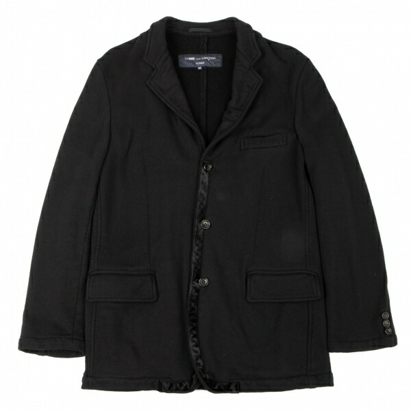 【中古】 コムデギャルソンオムCOMME des GARCONS HOMME 生産品染めコットンベロアパイピングジャケット 黒SS【メンズ】