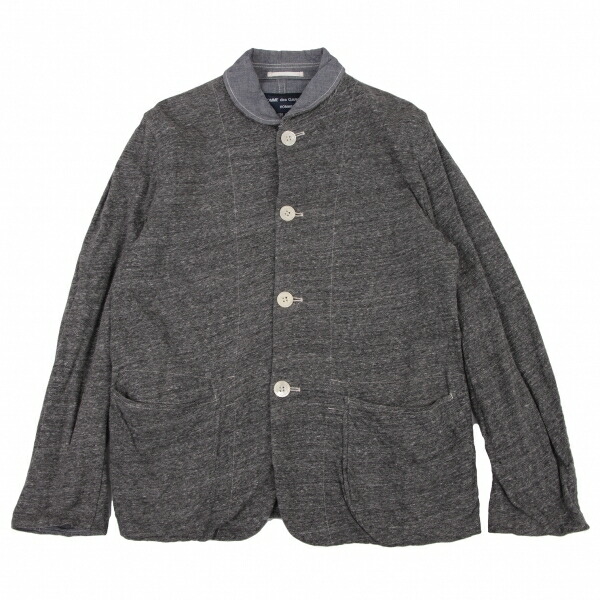【中古】 コムデギャルソンオムCOMME des GARCONS HOMME シャンブレーリバーシブルラウンドカラージャケット 薄墨色青S【メンズ】