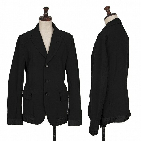 【中古】 ブラックコムデギャルソンBLACK COMME des GARCONS ペイズリーライニングジャケット 黒S【レディース】