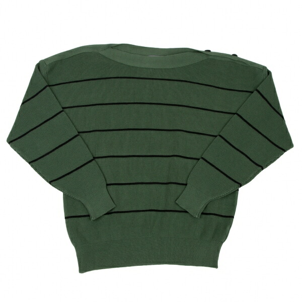 【中古】 イッセイミヤケメンISSEY MIYAKE MEN ショルダーボタンボーダーニットセーター 緑黒F【メンズ】｜PLAYFUL