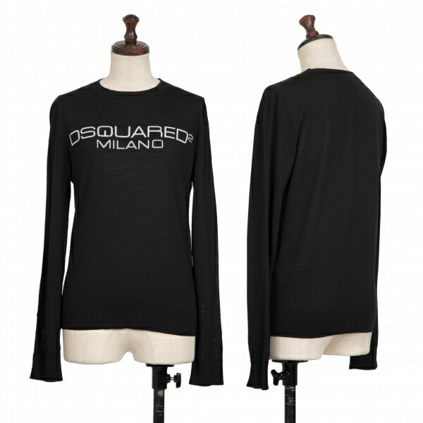 【中古】 ディースクエアードDSQUARED2 ロゴジャガードニット 黒XS【レディース】 レディースファッション-トップス