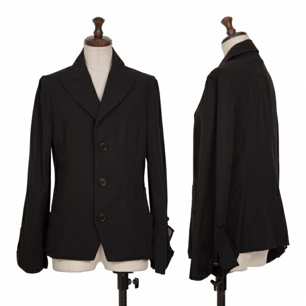 【中古】 ヨウジヤマモト ノアールYohji Yamamoto NOIR コットン袖シフォン切替ジャケット 黒1【レディース】