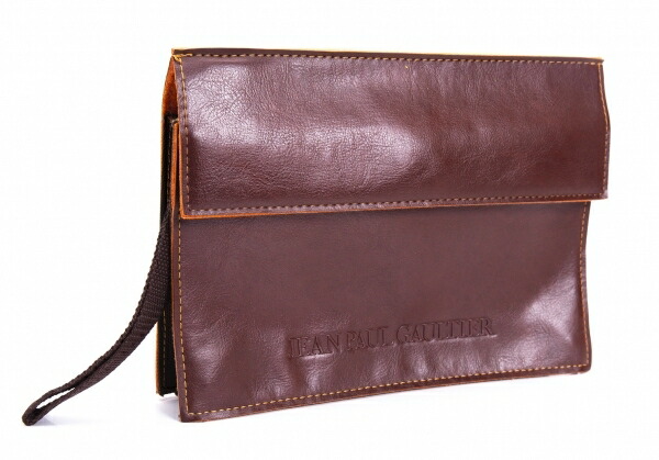 【中古】 ジャンポールゴルチエJean Paul GAULTIER ロゴエンボスクラッチバック 茶【レディース】|PLAYFUL