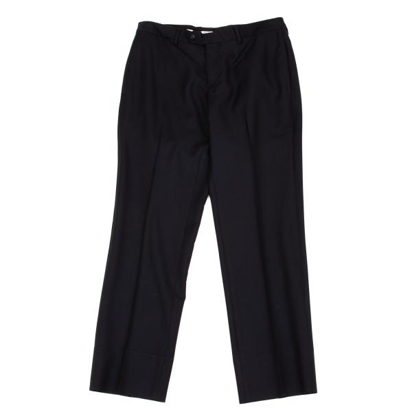 【中古】 エンポリオアルマーニEMPORIO ARMANI 光輝ウールテーパードスラックス 紺46【メンズ】