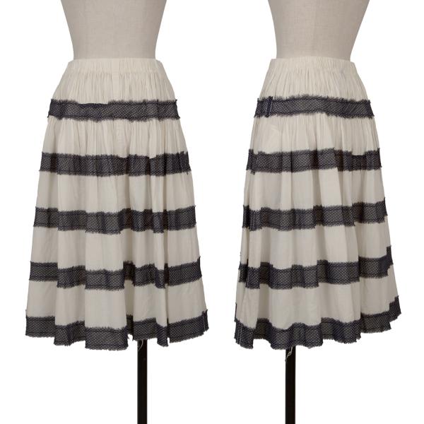 【中古】 トリココムデギャルソンtricot COMME des GARCONS 裁ち切りテープボーダースカート 生成紺M位【レディース】|PLAYFUL