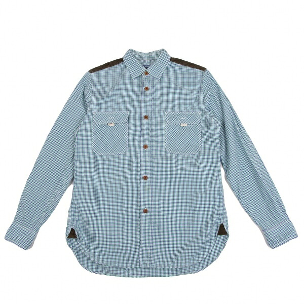 【中古】 ジュンヤワタナベマン コムデギャルソンJUNYA WATANABE MAN COMME des GARCONS コーデュロイ切替チェックシャツ 緑青他XS【メンズ】｜PLAYFUL
