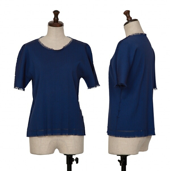 【中古】 プリーツプリーズPLEATS PLEASE A-POC INSIDE フリンジカッティングTシャツ 青3【レディース】｜PLAYFUL