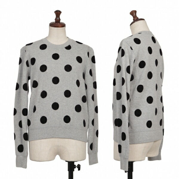 【中古】 コムデギャルソンCOMME des GARCONS コットンドットフロッキースウェット グレー黒S【レディース】｜PLAYFUL