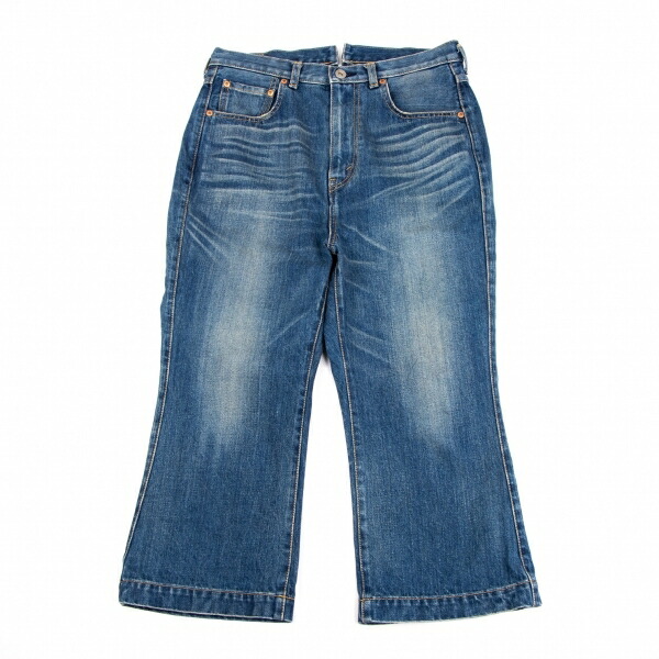 【中古】 ジュンヤワタナベ コムデ給仕 ジーンズJUNYA WATANABE COMME des GARCONS denim ウオッシュ製作クロップドデニムパンツ インディゴ 紺S【レディース】