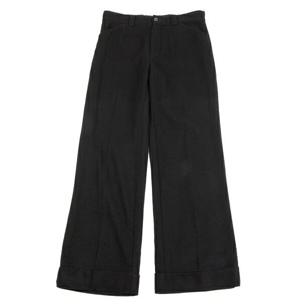 【中古】 トリココムデギャルソンtricot COMME des GARCONS製品染めウールワイドダブルパンツ 黒M【レディース】｜PLAYFUL