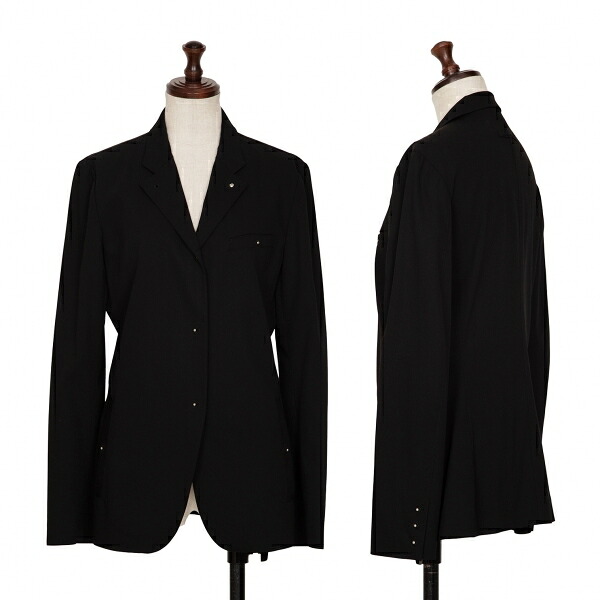 【中古】 ジャンポールゴルチエ ファムJean Paul GAULTIER FEMME ピンボタンウールナイロンジャケット 黒40【レディース】