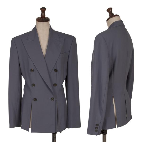 【中古】 ジャンポールゴルチエファムJean Paul GAULTIER FEMME ウール裏柄スリットジャケット ブルーグレー40【レディース】|PLAYFUL