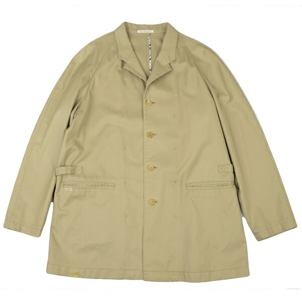 【中古】 パ通行手形Papas コットンワンポイントロゴ刺しゅうラグランスリーブサイドベルトジャケット ベージュ48M【メンズ】
