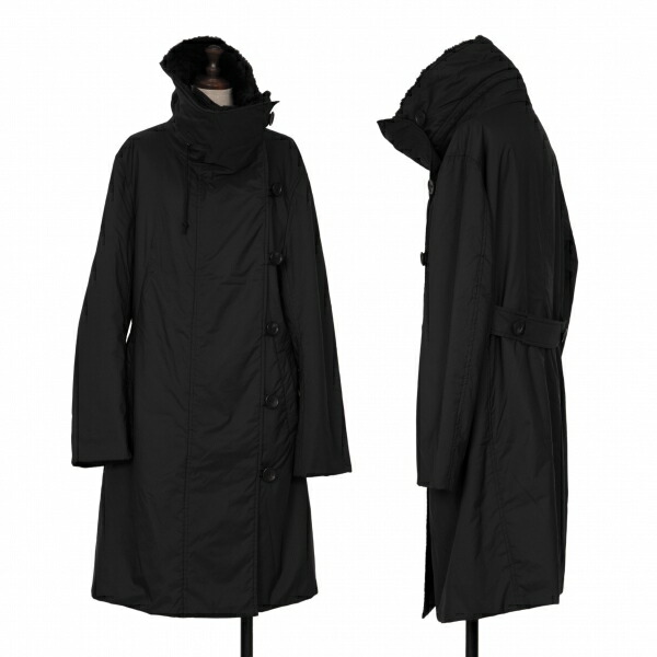 【中古】 イッセイミヤケISSEY MIYAKE ポリバックベルトファー中綿コート 黒2【レディース】