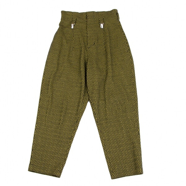 【中古】 ヨウジヤマモト ファムYohji Yamamoto FEMMEコットンポリジオメトリーサスペンダークリップパンツ 黄黒M【レディース】｜PLAYFUL