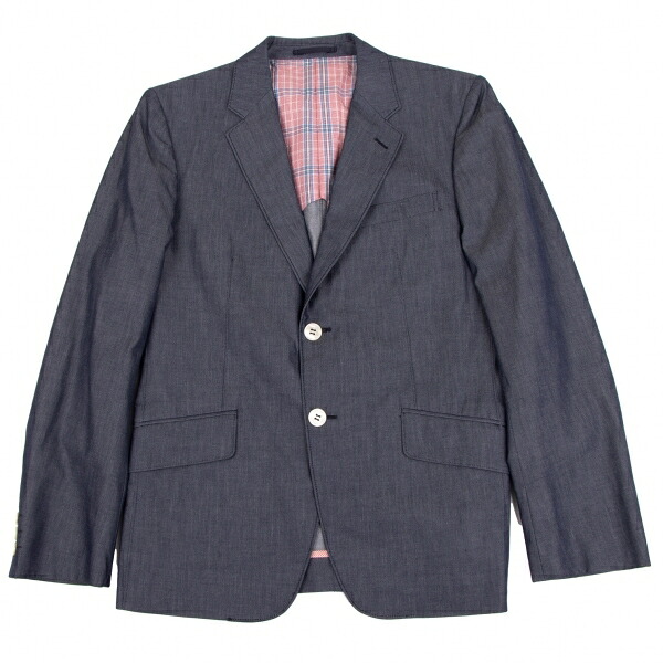 【中古】 コムデ給仕 オムCOMME des GARCONS HOMME マイクロヘリンボーンコットンジャケット 青みXS【メンズ】