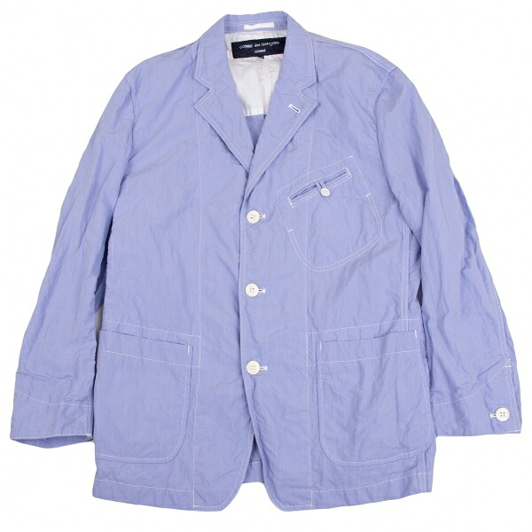 【中古】 コムデ給仕 オムCOMME des GARCONS HOMME コットンナイロンポケットデザインシャツジャケット 青XS【メンズ】