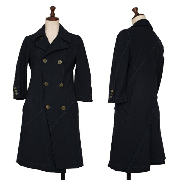 【中古】 コムコム コムデギャルソンCOMME des GARCONS エステルスパイラルハーフコート 紺XS【レディース】｜PLAYFUL