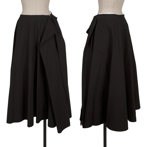 【中古】 ヨウジヤマモト ファムYohji Yamamoto FEMME コットン断ち切りラップスカート 黒オフホワイト1【レディース】｜PLAYFUL