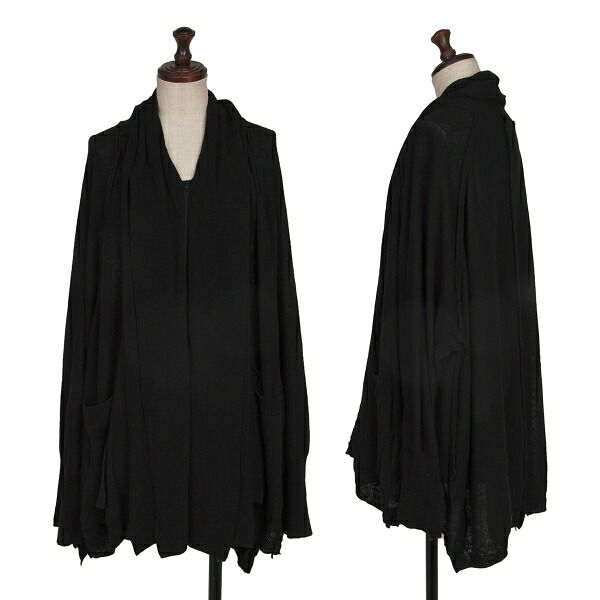 【中古】 ラグネキカス 四分子 ヨウジヤマモトRAGNE KIKAS for Yohji Yamamoto リネンシルクインサイドアウトドレープニットガウン 黒2【レディース】