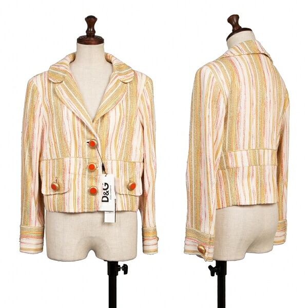 【中古】 ディーアンドジーD&G ストライプボタンデザインショートジャケット マルチ46【レディース】｜PLAYFUL