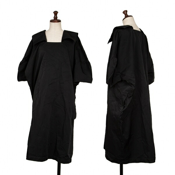 【中古】 コムコム コムデギャルソンCOMME des GARCONS ポリシワ加工ビッグワンピース 黒XS【レディース】｜PLAYFUL
