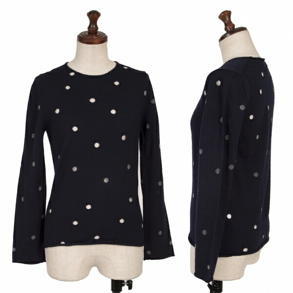 【中古】 コムコム コムデギャルソンCOMME des GARCONS ウール透かしドットニットセーター 紺SS【レディース】|PLAYFUL