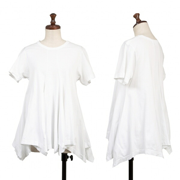 【中古】 コムデギャルソンCOMME des GARCONS ヘムフレアTシャツ 白XS【レディース】|PLAYFUL