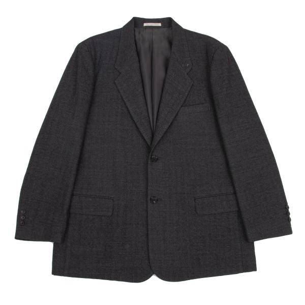 【中古】 パ通行手形Papas ウールヘリンボーンジャケット 暗灰色薄墨色M【メンズ】