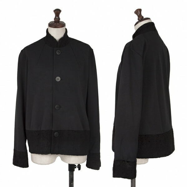 【中古】 ワークショップWORKSHOP パイル切替ジャージ生地ジャケット 黒M位【レディース】