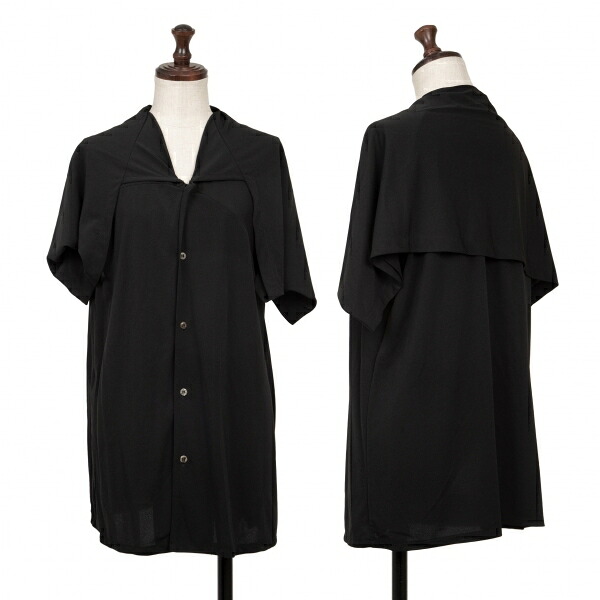 【中古】 トリココムデギャルソンtricot COMME des GARCONS ポリケープデザインブラウス 黒M位【レディース】｜PLAYFUL