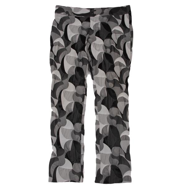 【中古】 イッセイミヤケISSEY MIYAKE 幾何学柄切替デザインパンツ 黒グレー3【レディース】｜PLAYFUL