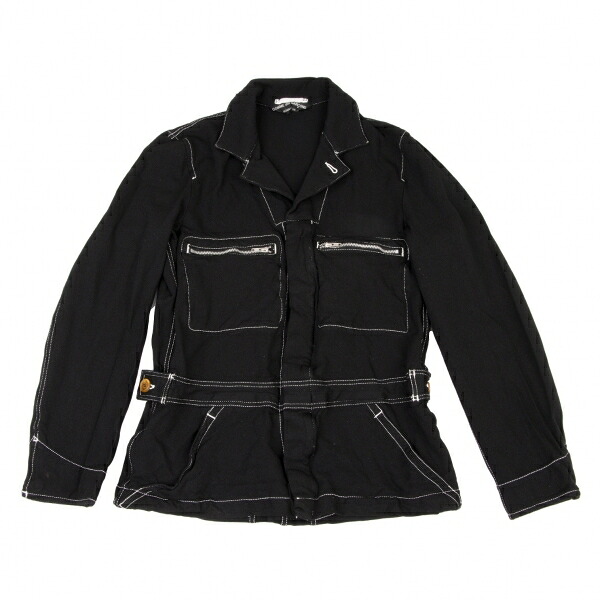 【中古】 コムデギャルソン オムプリュスCOMME des GARCONS HOMME PLUS 製品染めステッチトラッカージャケット 黒S【メンズ】｜PLAYFUL