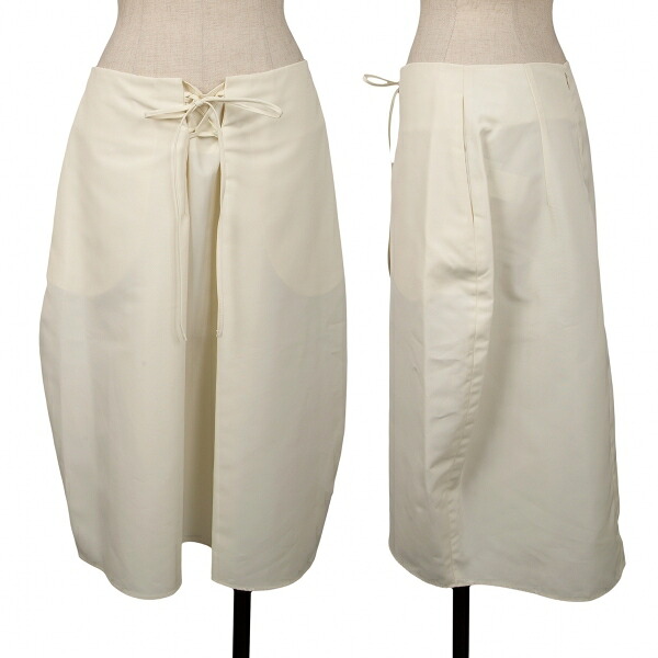 【中古】 ジルサンダーネイビーJIL SANDER NAVY フロントレースアップポリスカート オフホワイト36【レディース】|PLAYFUL