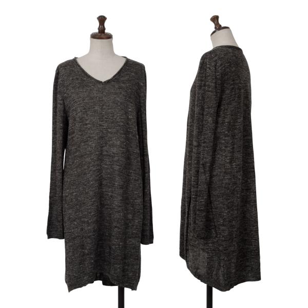 【中古】 イッセイミヤケ ハートISSEY MIYAKE HaaT メランジニットワンピース チャコール2【レディース】｜PLAYFUL
