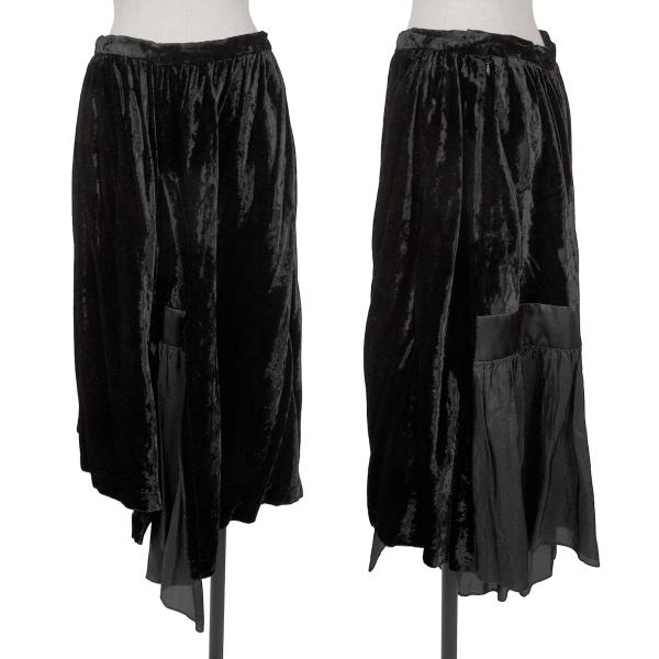 【中古】 コムコム コムデ給仕COMME des GARCONS ギャザーフラウンスうつり変わり天鵝絨ズボン下 黒M【レディース】 レディースファッション-ボトムス-パンツ