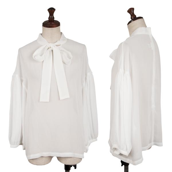 【中古】 コムコム コムデギャルソンCOMME des GARCONS ネックストリングデザインシアーブラウス 白XS【レディース】|PLAYFUL