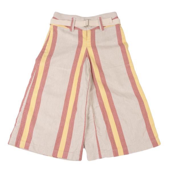 【中古】 イッセイミヤケ ミーISSEY MIYAKE me ストライプキャンバスワイドパンツ 生成赤黄F【レディース】｜PLAYFUL 14,181円