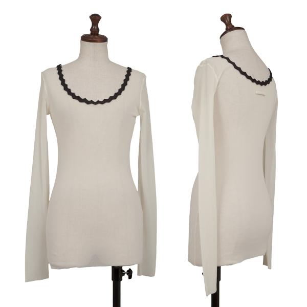 【中古】 ジャンポールゴルチエJean Paul GAULTIER パイピングネックパワーネットカットソー アイボリーS位【レディース】|PLAYFUL