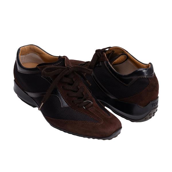 【中古】 トッズTOD'S スエード切替ドライビングシューズ 茶黒34.5(22.5cm位)【レディース】|PLAYFUL